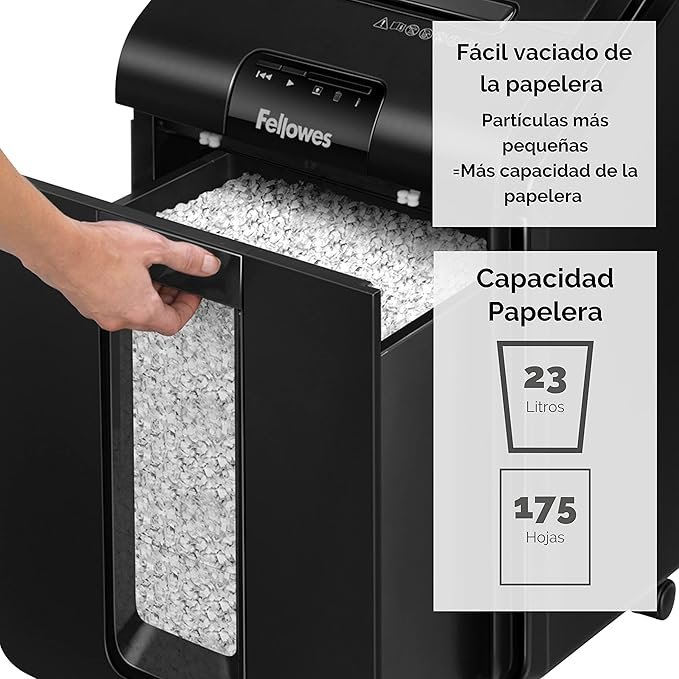 Fellowes AutoMax 100M - Destructora Trituradora de Papel Mini Corte (DIN P-4) - Opiniones y Características - ¡Destruye hasta 100 Hojas de Manera Automática!