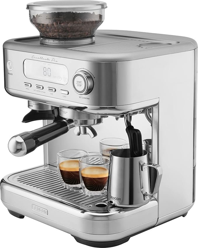 Maquina de Espresso SENCOR con Espumador de Leche, Trituradora de Café de Grano y Pantalla LCD - Opiniones y Características
