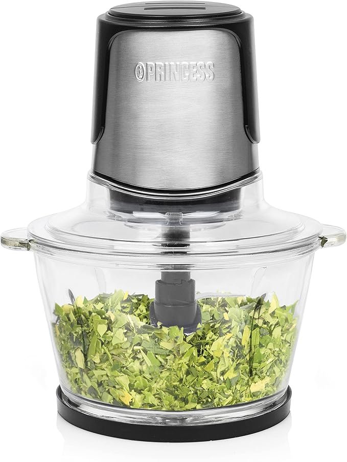 Opiniones Princess 221052 Picadora eléctrica de alimentos Duo XL, 4 Cuchillas de Acero Inoxidable, Bol de Vidrio con indicador de nivel de 1.5 L. ¡Compra ahora y disfruta de la practicidad y eficiencia de esta picadora eléctrica de alimentos!